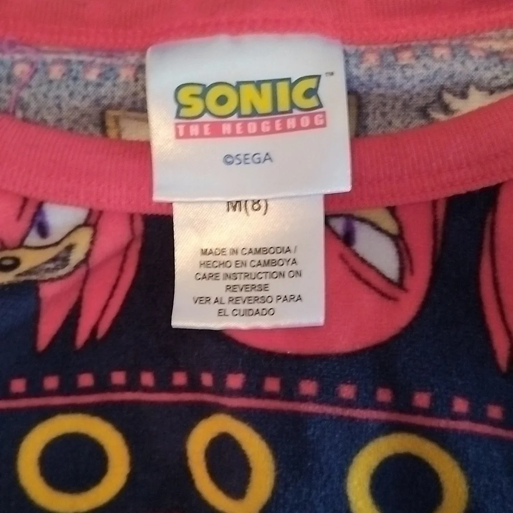EUC Official Sonic The hedgehog Blue & Red Snowflake Pajamas - Medium (8)